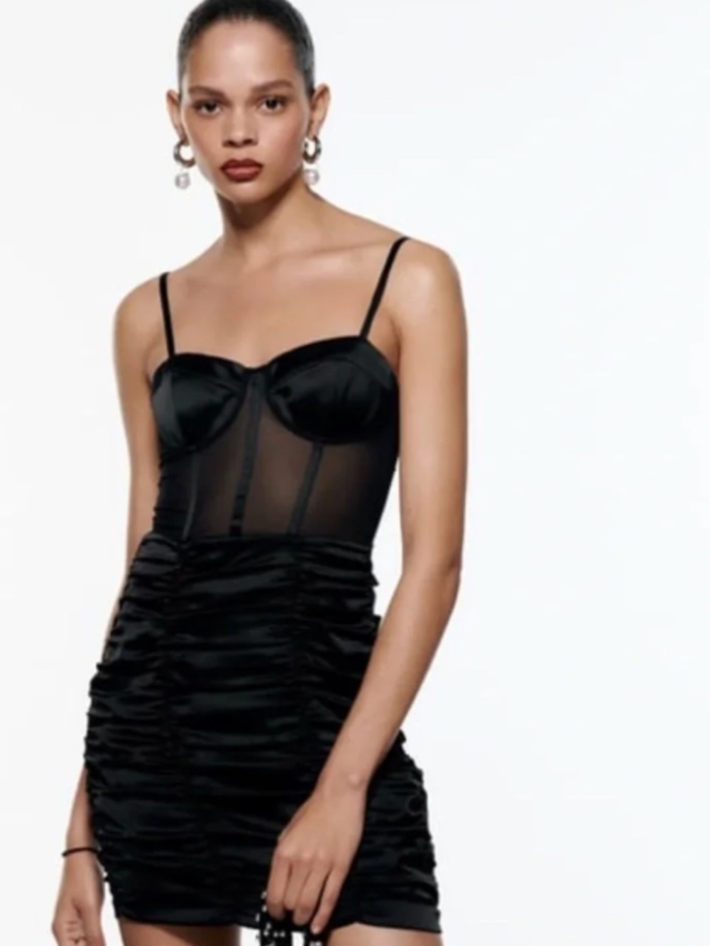 Zara semi sheer satin dress